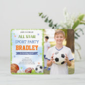 Sport zum Geburtstag Foto Einladungen (Stehend Vorderseite)