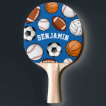 Sport-Zusammenstellungs-personalisiertes Tischtennis Schläger<br><div class="desc">Sport - themed personalisiertes blaues Klingeln-pong Paddel für diesen Sternathleten,  der an allem Sport einschließlich das wunderbare Spiel des Klingelns-pong gut ist.</div>
