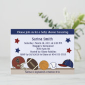 Sportaktivitäten mit Kinderdusche/Geburtstagsparty Einladung (Stehend Vorderseite)