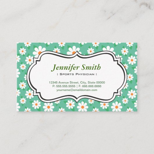 Sportarzt - Elegante Grüne Däisy Visitenkarte (Vorderseite)