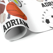 Sportathletische Balls Personalisiert Name Geburts Geschenkpapier (Rolleneckpunkt)