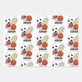 Sportathletische Balls Personalisiert Name Geburts Geschenkpapier Set (Vorderseite 2)