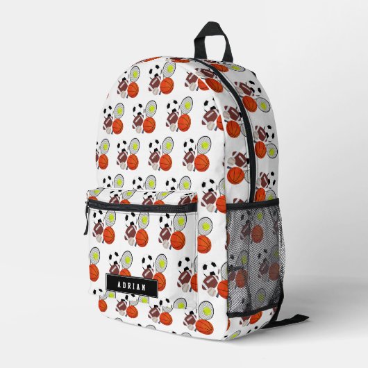 Sportathletische Balls Personalisiert Name School Bedruckter Rucksack (Rückseitige Ecke Rechts)