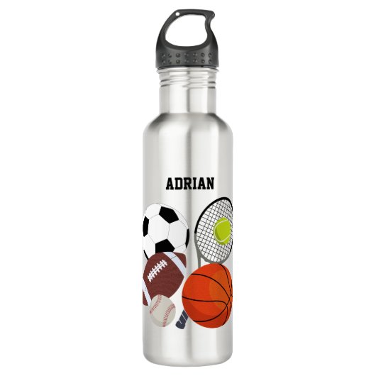 Sportathletische Balls Personalisiert Name School Edelstahlflasche (Vorderseite)