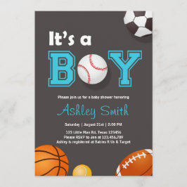 SportBaby-Dusche lädt seinen Jungen Blue Brown ein Einladung