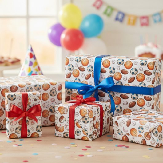 Sportball - Basketball, Fußball, ein Geschenkpapier