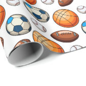Sportball - Basketball, Fußball, ein Geschenkpapier (Rolleneckpunkt)
