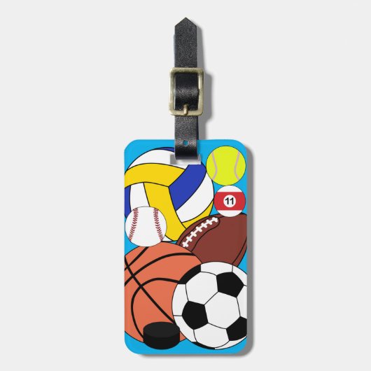 Sportball Blau Gepäckanhänger (Vorderseite vertikal)