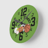 Sportball-Charaktere Spielzeit Runde Wanduhr (Winkel)