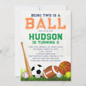 Sportball Geburtstagsparty Einladung (Vorderseite)