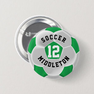 Sportball "Green and White Soccer" Button