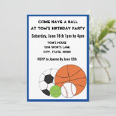 Sportball-Spiele Persönliche Einladung zum Geburts (Stehend Vorderseite)