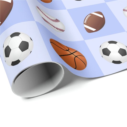 Sportball Thema Geburtstag Geschenkpapier (Rolleneckpunkt)
