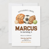 Sportbällchen Kindergeburtstag Party Einladung (Vorderseite)