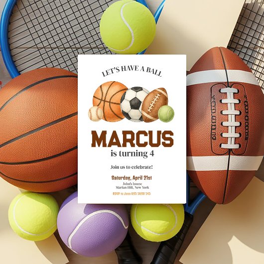 Sportbällchen Kindergeburtstag Party Einladung