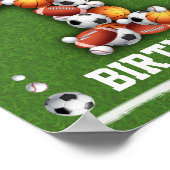 Sportbälle 1. Geburtstag Begrüßungszeichen Poster (Ecke)