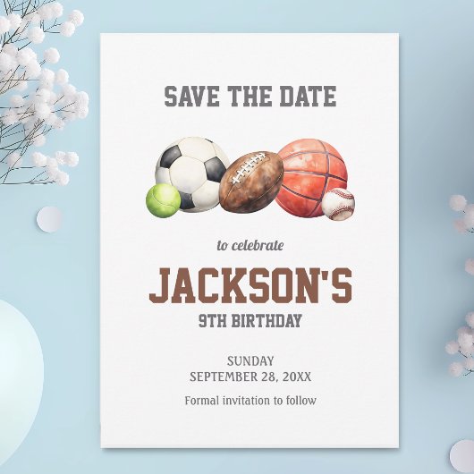 Sportbälle, alles Sport machen Save The Date