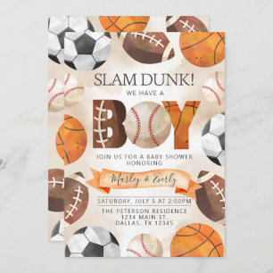 Sportbälle Boy Baby Dusche Einladung