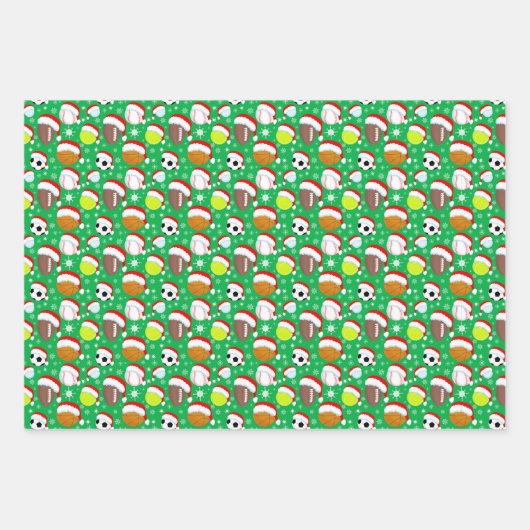 Sportbälle, die Weihnachtsmuster des Weihnachtsman Geschenkpapier Set (Vorderseite)