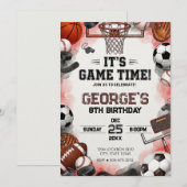 Sportbälle Junge Geburtstag Einladung (Vorne/Hinten)