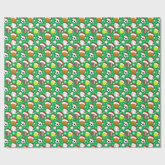 Sportbälle tragen Weihnachtsgrün des Weihnachtsman Geschenkpapier (Flach)