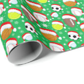 Sportbälle tragen Weihnachtsgrün des Weihnachtsman Geschenkpapier (Rolleneckpunkt)