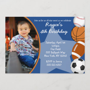 Sportbaseball Basketball Geburtstagsaufenthalt Einladung