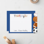 SportBaseball Fußball Geburtstag Danke Karte (Vorderseite/Rückseite Beispiel)