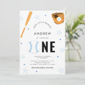 Sportbaseball Thema Baby 1. Geburtstag Party Einladung (Stehend Vorderseite)