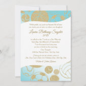 Sportboot Mitzvah Blau und Gold Einladung (Vorderseite)