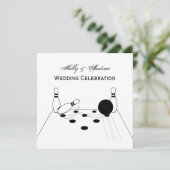 Sportbowlingball und Buttone Einladung (Stehend Vorderseite)