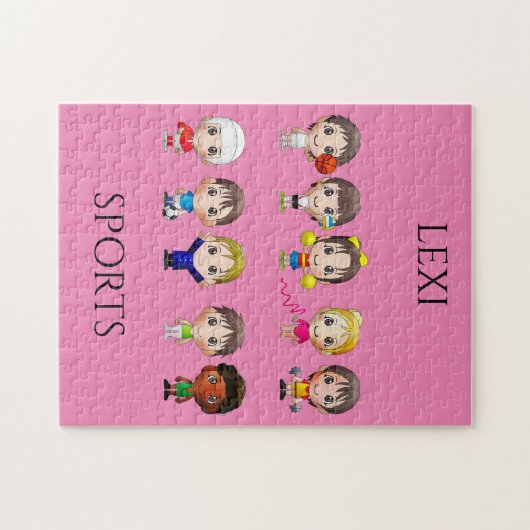 Sportcartoon Charaktere Kind Rätsel. Puzzle (Horizontal)