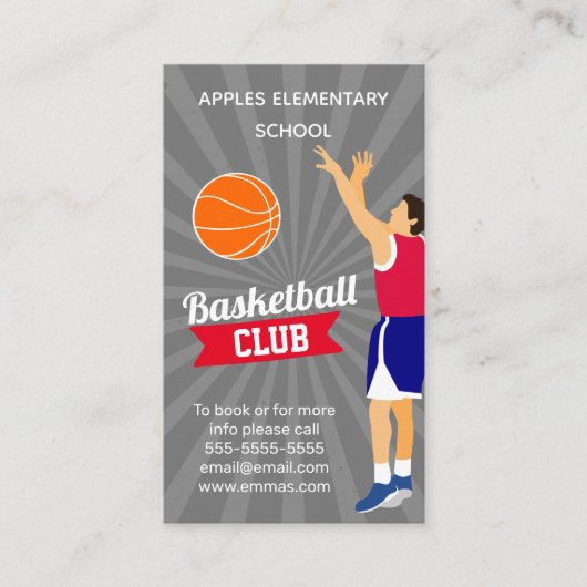 Sportclub Basketball-Trainerteam trainiert Gymnast Visitenkarte (Vorderseite)