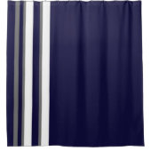 Sportdusche - Blau, grau und weiß Duschvorhang (Vorderseite)