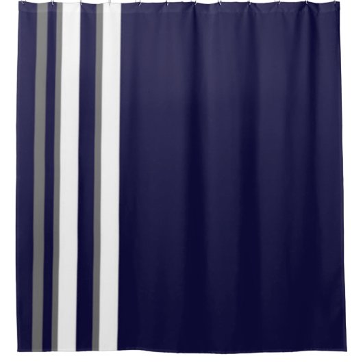 Sportdusche - Blau, grau und weiß Duschvorhang (Vorderseite)