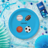 " SPORTE" PAPIER TELLER MIT DEM KINDER NAME. (Party)