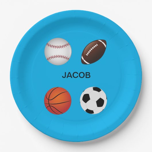 " SPORTE" PAPIER TELLER MIT DEM KINDER NAME. (Vorderseite)