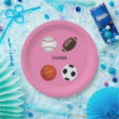 " SPORTE" PAPIER TELLER MIT DEM KINDER NAME. (Party)