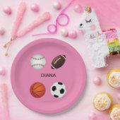 " SPORTE" PAPIER TELLER MIT DEM KINDER NAME. (Party)