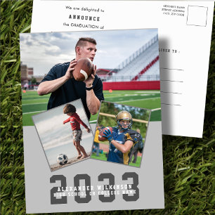 Sporter Typ Modernes, feines Script 3 Foto Abschlu Ankündigungspostkarte