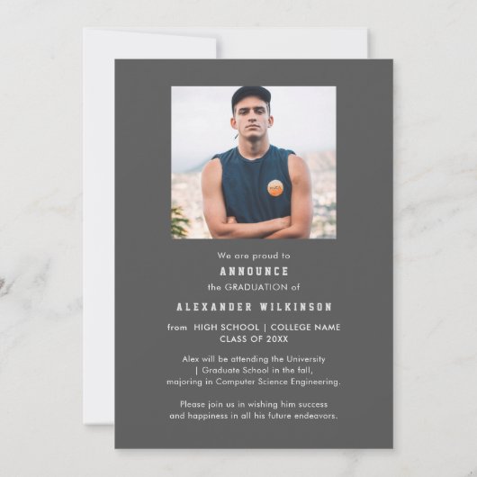 Sporter Typ Modernes, feines Script 4 Foto Abschlu Ankündigung (Rückseite)