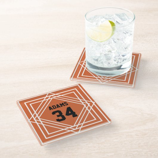 Sportfächer Orange und Untersetzer aus schwarzem G (Schrägansicht)