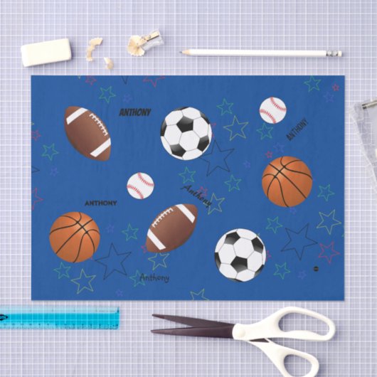 Sportfachpapier mit Sternen & Namen HAMbyWG Seidenpapier (Handwerk)