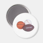 Sportfan gibt Basketball Baseball Fußball Magnet (Vorderseite/Rückseite)