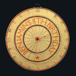 Sportfeier Kinder Neuzeit Cooler Geburtstag Dartscheibe<br><div class="desc">Die Stärke der Kampfkunst in einem modernen Karate-Silhouette-Design mit personalisiertem Namen in orange auf goldenem Hintergrund symbolisiert Karate Goldmedaillen. Personalisieren Sie Name und Alter Ihres Kindes.</div>