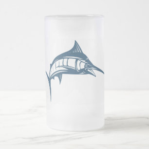 Sportfischen Schwertfisch Springen Mattglas Bierglas