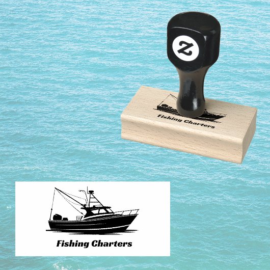 Sportfischer-Trawler-Boot Charter oder Kapitänsnam Gummistempel