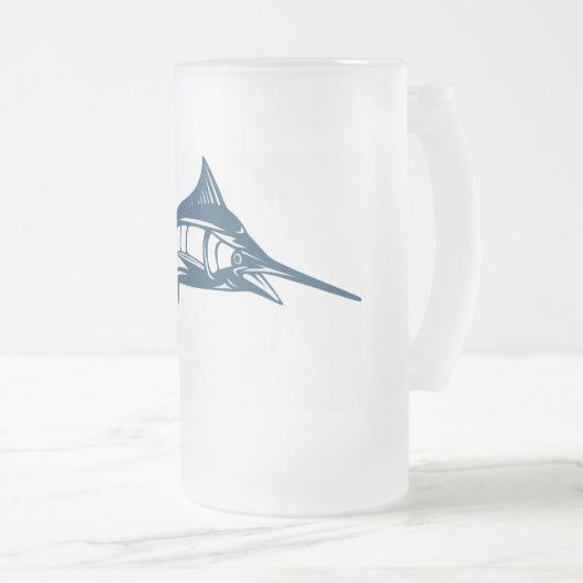 Sportfischerei Schwertfisch Springen Mattglas Bierglas (VorderseiteRechts)