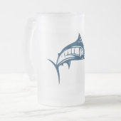 Sportfischerei Schwertfisch Springen Mattglas Bierglas (Vorderseite Links)