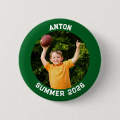Sportfoto Waldgrüner Rand Button (Vorderseite)